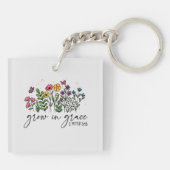 Porte-clés Grandir en grâce - Floral Christian (Dos)