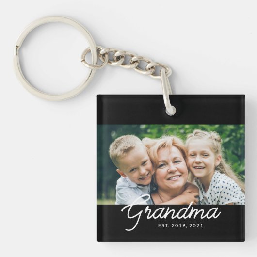 Porte-clés Grandma Established Script Photo Gift (Devant)