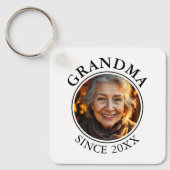 Porte-clés Grandma photo et texte noir simple depuis (Recto)