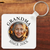 Porte-clés Grandma photo et texte noir simple depuis (Verso)