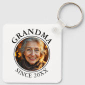 Porte-clés Grandma photo et texte noir simple depuis (Dos)
