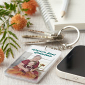 Porte-clés Grandma Photo texte vert (Devant droit)