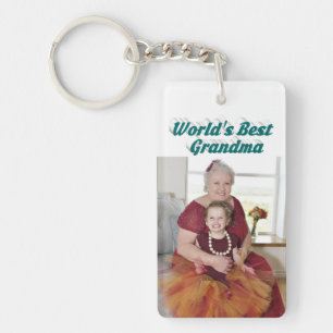 Porte-clés Grandma Photo texte vert