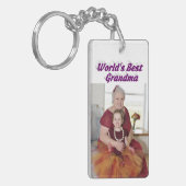 Porte-clés Grandma Photo texte violet Fête des mères (Devant gauche)