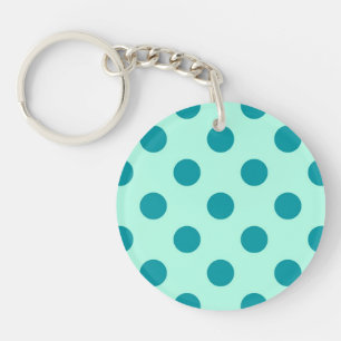 Porte-clés Grands points rétro - aqua et turquoise