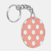 Porte-clés Grands points rétro - corail rose et blanc (Devant gauche)