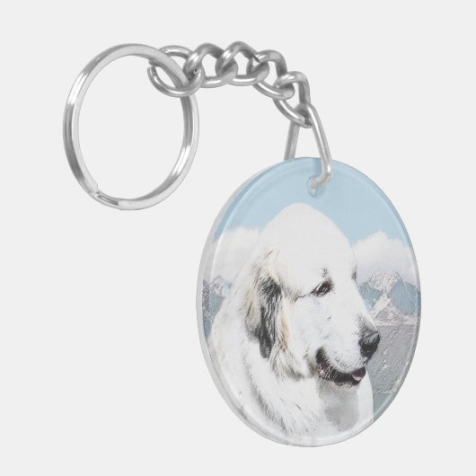 Porte-clés Grands Pyrénées peignant - art original de chien (Devant gauche)