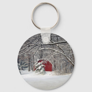 Porte-clés Grange rouge dans la neige 2011