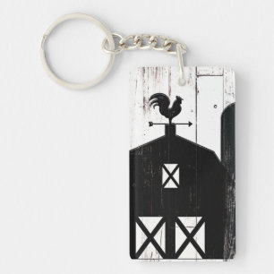 Porte-clés Grange Rustique Bois Blanc Grange Noire Campagne