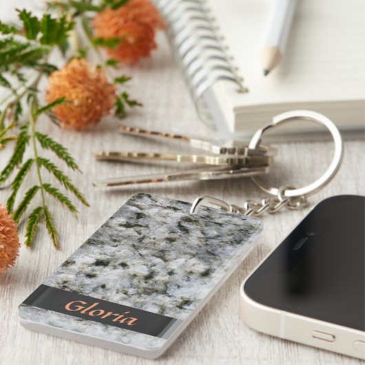 Porte-clés Granit Rock blanc avec un nom (Devant droit)
