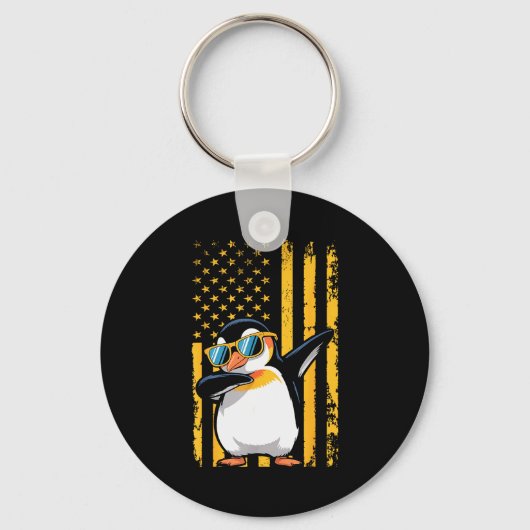 Porte-clés Graphic Penguin Retro American Flag Funny Penguin  (Recto)
