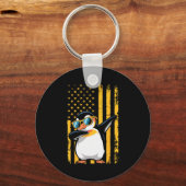 Porte-clés Graphic Penguin Retro American Flag Funny Penguin  (Recto)