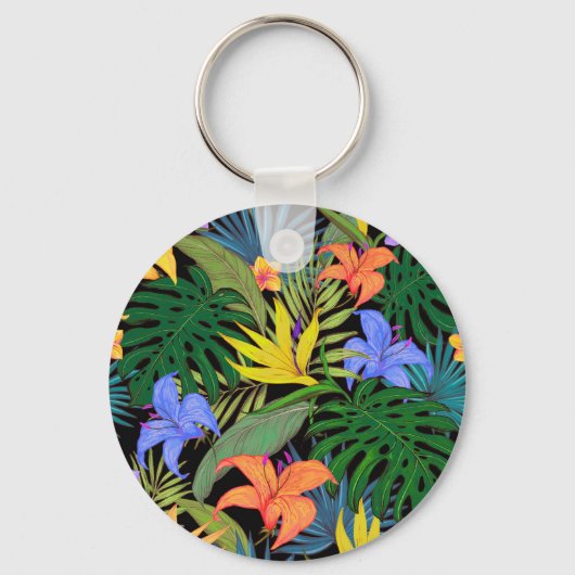 Porte-clés Graphique de fleur d'Aloha de Hawaii tropical (Recto)