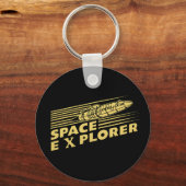 Porte-clés Graphique de fusée exploratrice de l'espace rétro (Recto)