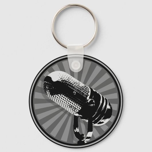 Porte-clés Graphique de microphone rétro (Recto)