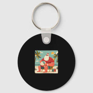 Porte-clés Graphique de Noël drôle avec Santa de plage et vac