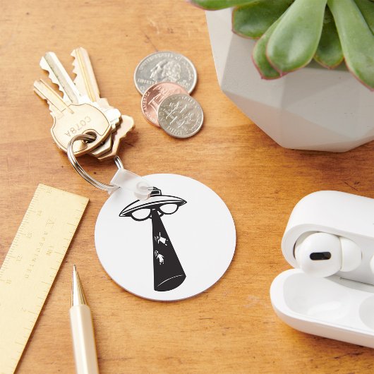 Porte-clés Graphique d'enlèvement d'ovni rétro Alien Sci-Fi