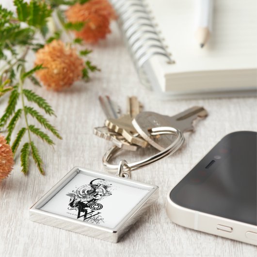 Porte-clés Graphique en lanterne bleue 2 (Côté)