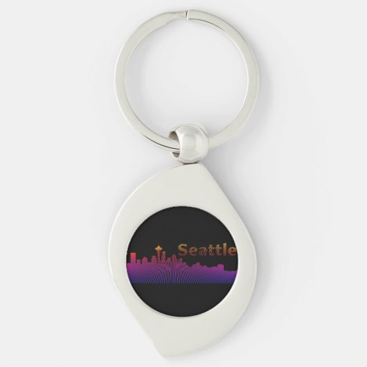Porte-clés Graphique en silhouette de Seattle (Devant)