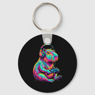 Porte-clés Graphique Ki de jeux vidéo drôles de capybara joue