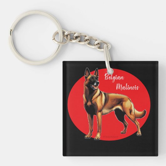 Porte-clés Graphique malinois belge (Devant)