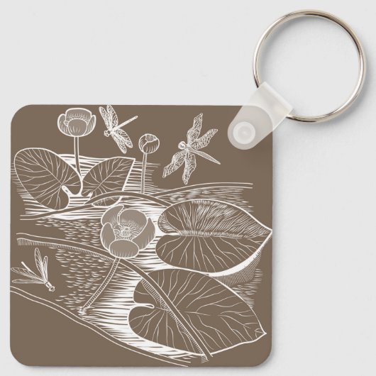 Porte-clés Graphique marron de nénuphars (Dos)