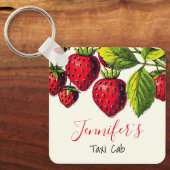 Porte-clés Graphique Vintage de fraise personnalisé (Recto)
