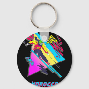 Porte-clés Graphisme aventure de ski au Maroc vibrant