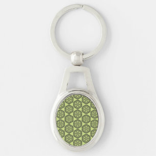 Porte-clés Graphisme circulaire vert citron élégant et classi