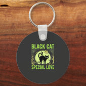 Porte-clés Graphisme d'amour spécial chat noir Halloween (Recto)