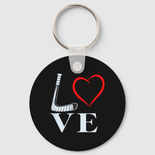 Porte-clés Graphisme de coeur d'amour de hockey pour les fans