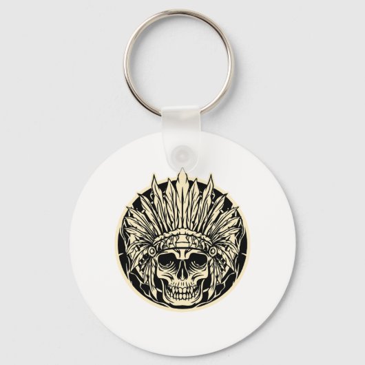 Porte-clés Graphisme de crâne de chef guerrier (Recto)