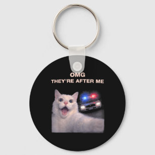 Porte-clés Graphisme de mème de style policier avec selfie de