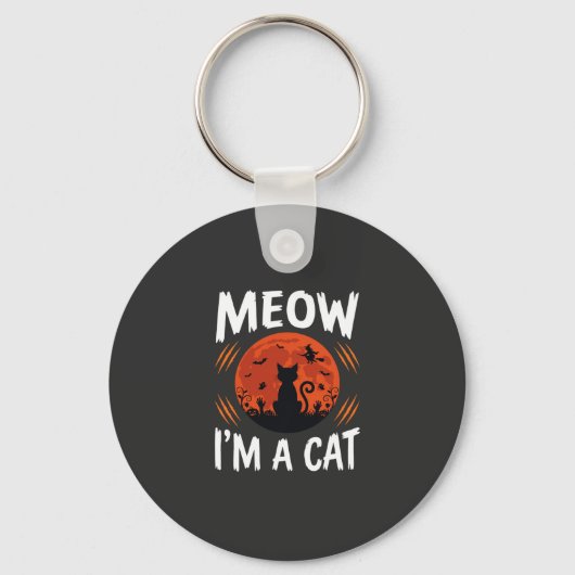 Porte-clés Graphisme de silhouette de chat de lune drôle d'Ha (Recto)