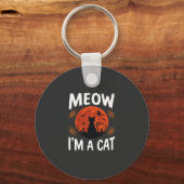 Porte-clés Graphisme de silhouette de chat de lune drôle d'Ha (Recto)