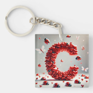 Porte-clés Grappe de cœurs créatifs de la lettre C