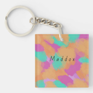Porte-clés Gras coloré Artiste moderne Motif + Nom personnali