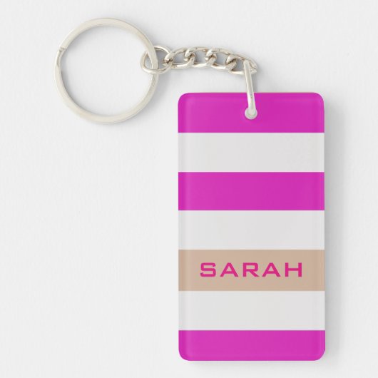 Porte-clés Gras roses avec nom personnalisé (Devant)