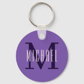 Porte-clés Gras Simple Monogramme Initial & Prénom Purple (Recto)