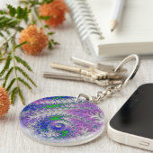 Porte-clés Gras Vibrant coloré Funky Trippy Fractal Spiral (Devant droit)