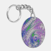 Porte-clés Gras Vibrant coloré Funky Trippy Fractal Spiral (Devant gauche)