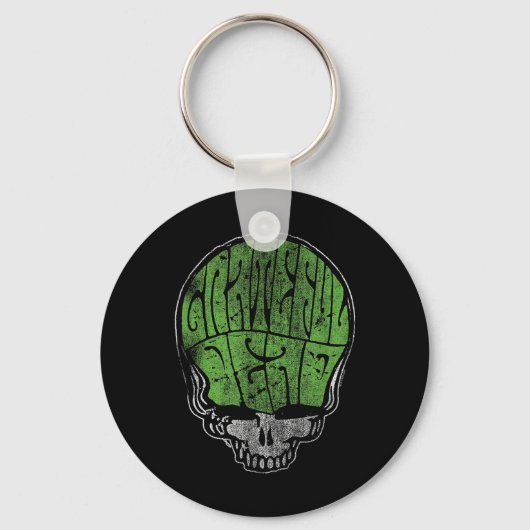 Porte-clés Grateful Dead Psychedelic Green Stealie Skull Vint (Recto)