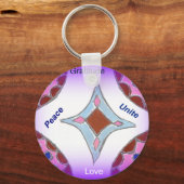 Porte-clés "Gratitude Peace Love Unite" Mandala Art Imprimer (Recto)