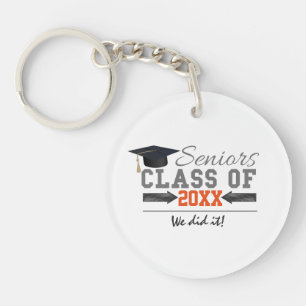 Porte-clés Gray and Orange Graduation Gear