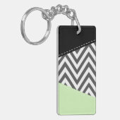 Porte-clés Gray Zigzag, Gray Chevron, Zigzag Pattern, Mint (Devant gauche)
