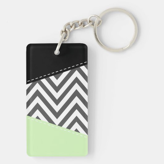 Porte-clés Gray Zigzag, Gray Chevron, Zigzag Pattern, Mint (Dos)