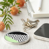 Porte-clés Gray Zigzag, Gray Chevron, Zigzag Pattern, Mint (Côté)