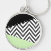 Porte-clés Gray Zigzag, Gray Chevron, Zigzag Pattern, Mint (Devant)