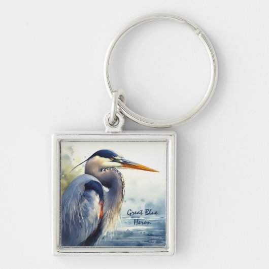 Porte-clés Great Blue Heron Faune Mer Terres Humides Oiseaux (Devant)