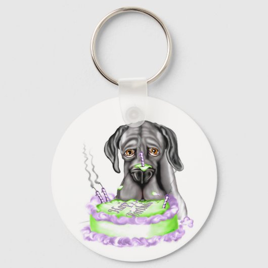 Porte-clés Great Dane Black UC gâteau d'anniversaire (Recto)